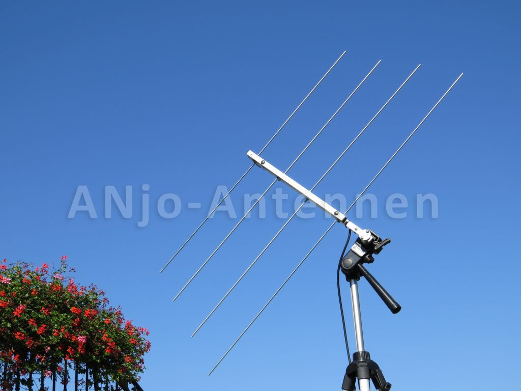 145 MHz + 435 MHz Duo-Band-Antenne Balkon / Camping / Portable, mit Adapter  für Fotostativ